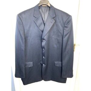 Zandello Men's Blue Pinstripe Suit Jacket Size 48 L